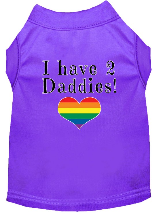 I have 2 Daddies Screen Print Dog Shirt Purple Med